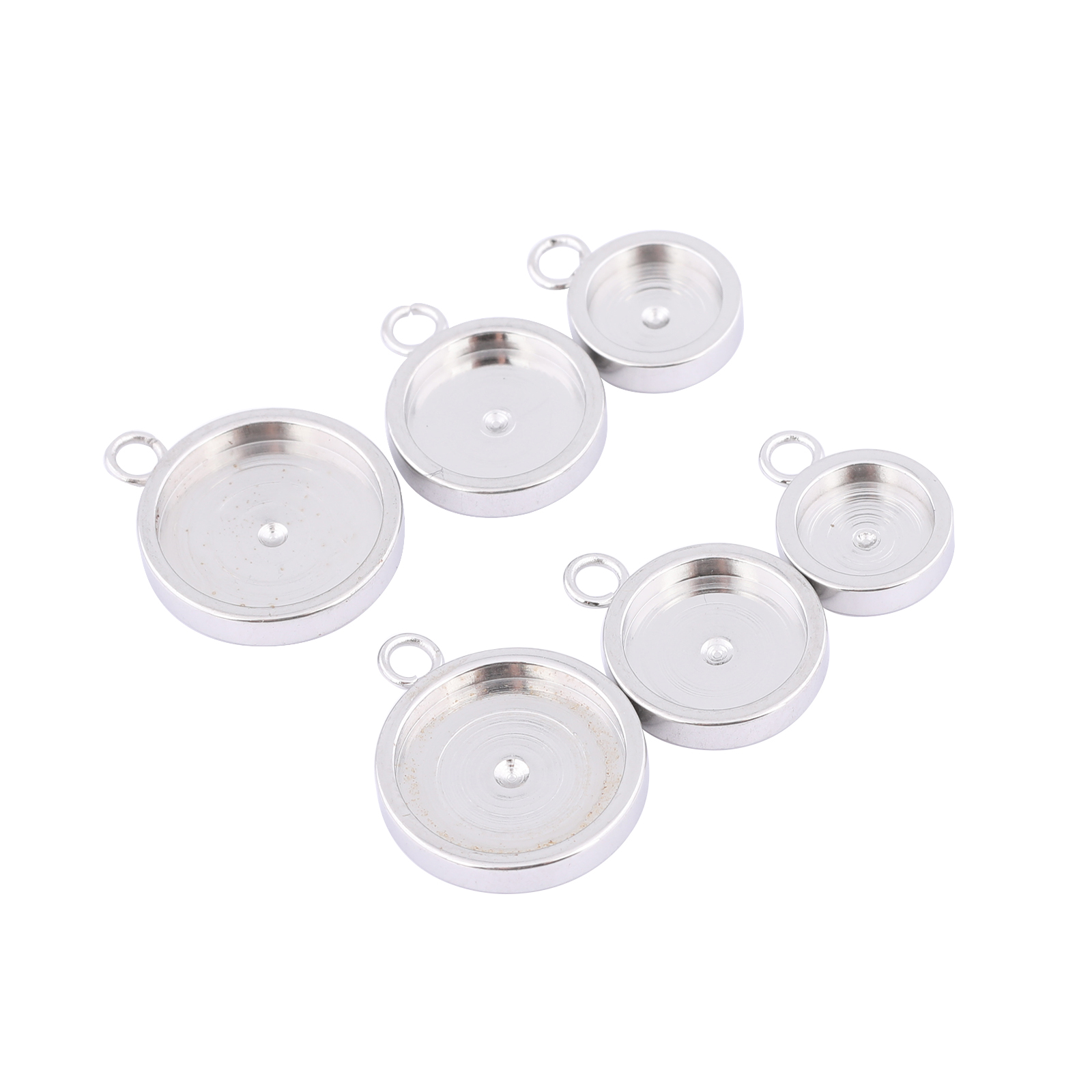 Bezels Set Pendant - 스테인리스 스틸 원형 카보숑 베이스 세팅