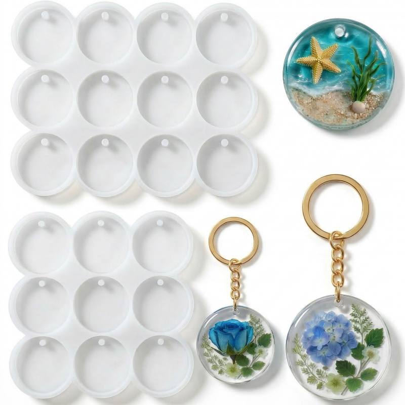 2개의 레진 키체인 몰드, 3.3cm 및 4.6cm 평 - Serving Tray Mold 리뷰 및 가격
