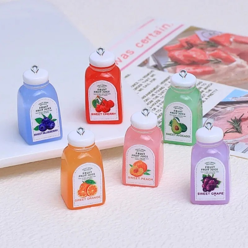 10Pcs Kawaii 미니 3D 체리 오렌지 주스 병 - Resin Craft Material 리뷰 및 가격