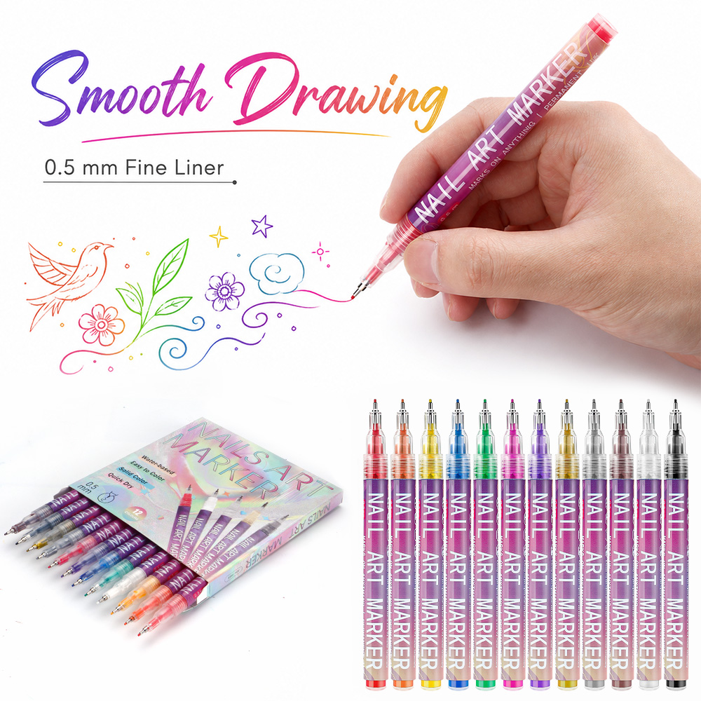 12 Pcs 0.5mm 파인 라인 마커 펜 수성 부드러 - Copic Marker Sketch 리뷰 및 가격